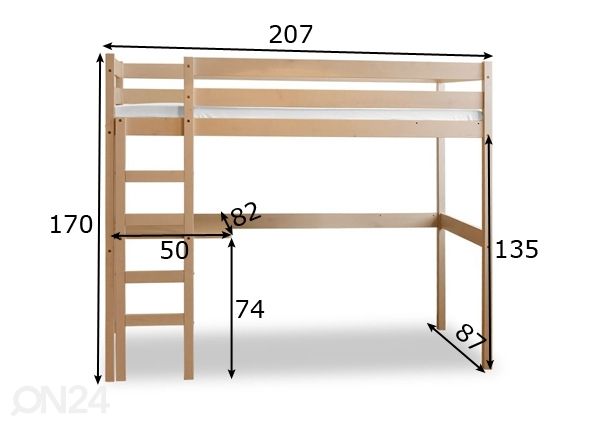 Kasepuust narivoodi komplekt 80x200 cm mõõdud