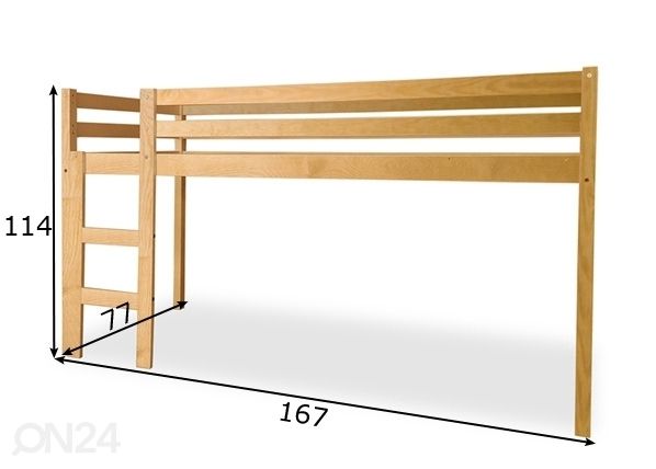 Kasepuust poolkõrge narivoodi 70x160 cm mõõdud