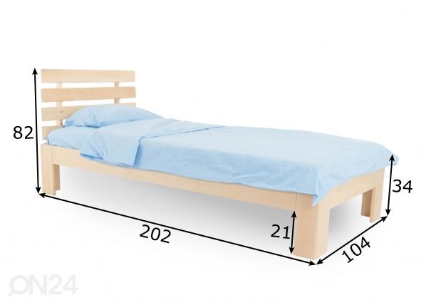 Kasepuust voodi 100x200 cm mõõdud