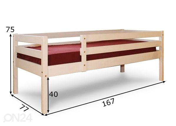 Kasepuust voodi 70x160 cm mõõdud