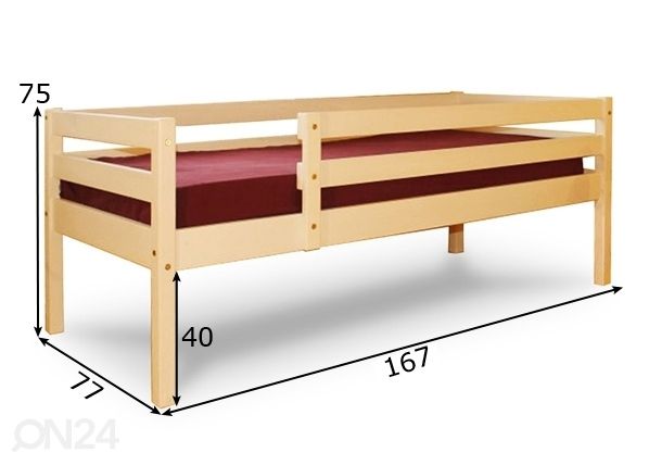 Kasepuust voodi 70x160 cm mõõdud