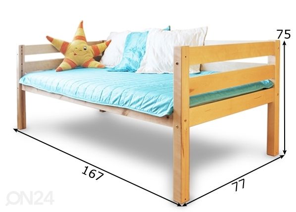 Kasepuust voodi 70x160 cm mõõdud