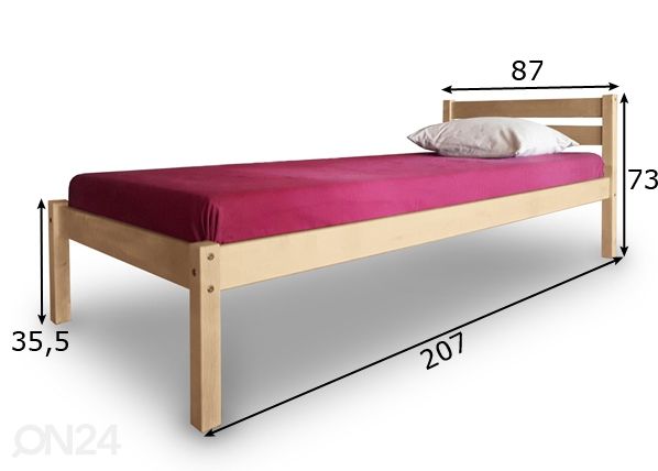 Kasepuust voodi 80x200 cm mõõdud