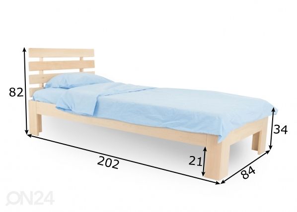 Kasepuust voodi 80x200 cm mõõdud
