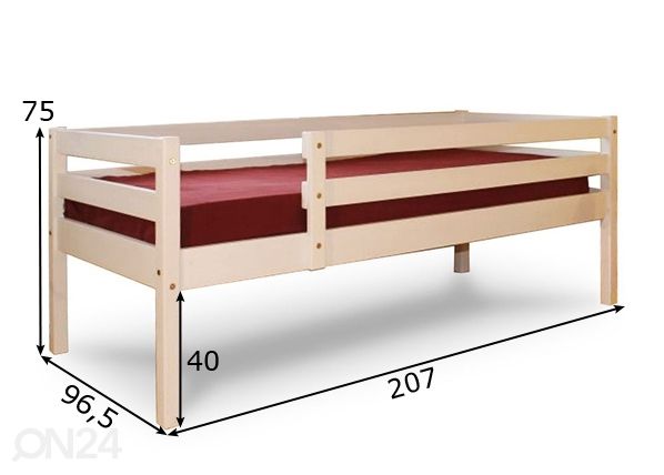 Kasepuust voodi 90x200 cm mõõdud