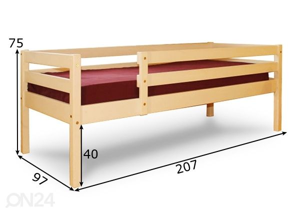Kasepuust voodi 90x200 cm mõõdud