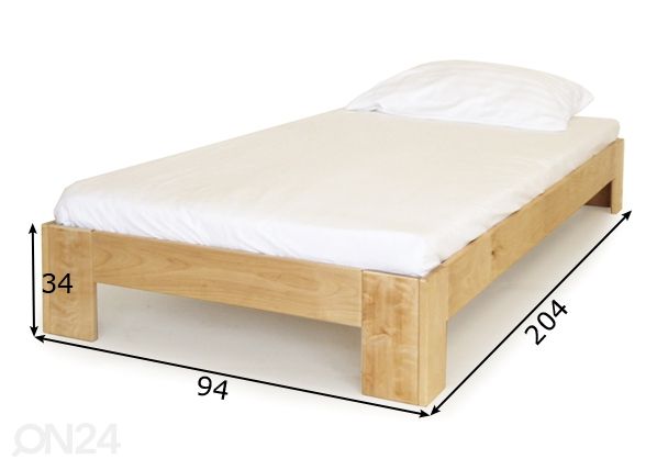 Kasepuust voodi 90x200 cm mõõdud
