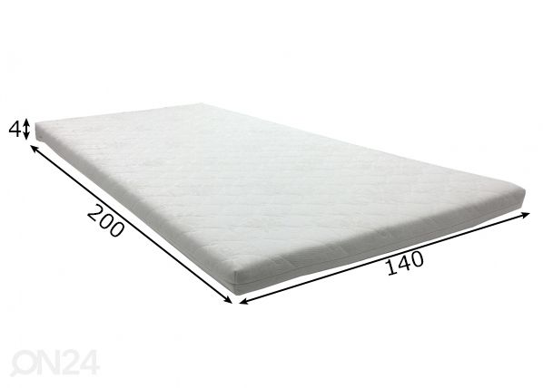 Kattemadrats Inter PPU 140x200 cm, valge kangas mõõdud