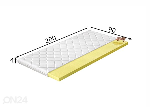 Kattemadrats memory foam 90x200 cm mõõdud