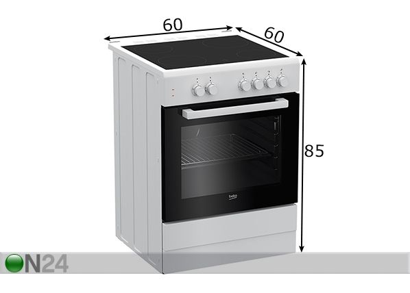 Keraamiline pliit Beko mõõdud