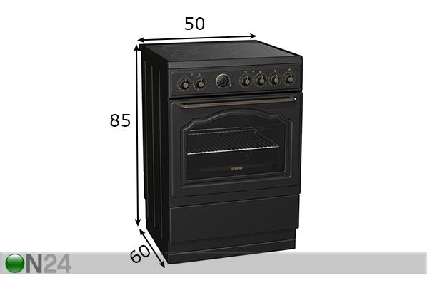 Keraamiline pliit Gorenje Retro EC67CLB mõõdud