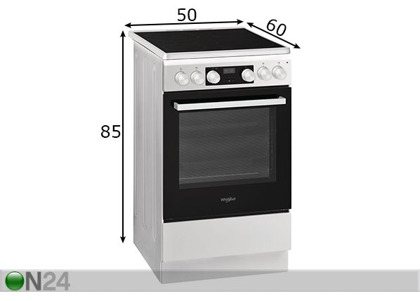 Keraamiline pliit Whirlpool WS5V8CCW/E mõõdud