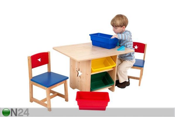 KidKraft hoiukastidega laud ja toolid