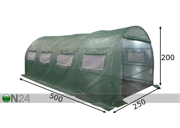 Kilekasvuhoone Pro 2,5x5 m, 12,5 m² mõõdud