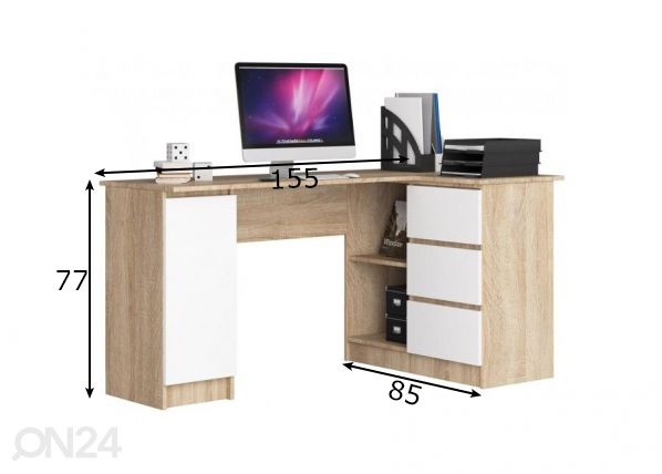 Kirjutuslaud Corner mõõdud