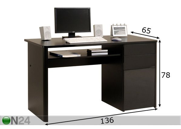 Kirjutuslaud Curve mõõdud