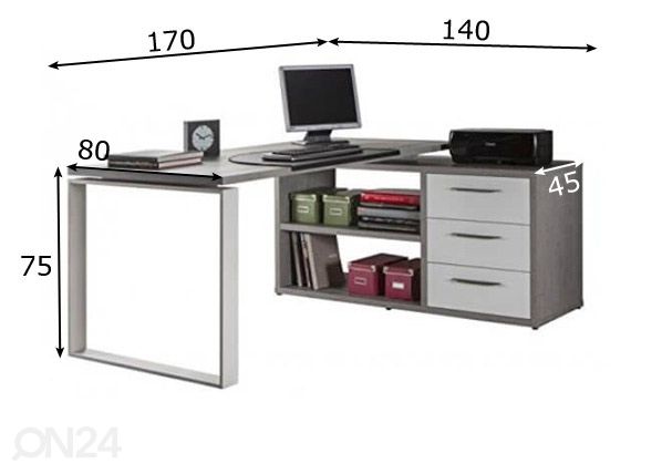Kirjutuslaud Disegno mõõdud