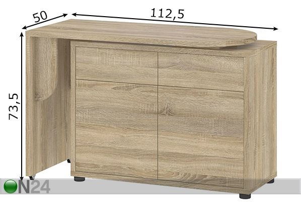 Kirjutuslaud/kummut mõõdud