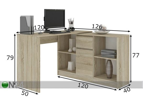 Kirjutuslaud + kummut mõõdud