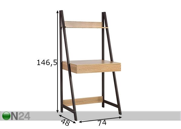 Kirjutuslaud riiuliga Step mõõdud