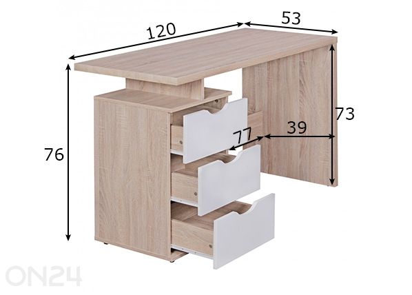Kirjutuslaud Samo mõõdud