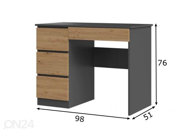 Kirjutuslaud Tempo 98 cm mõõdud