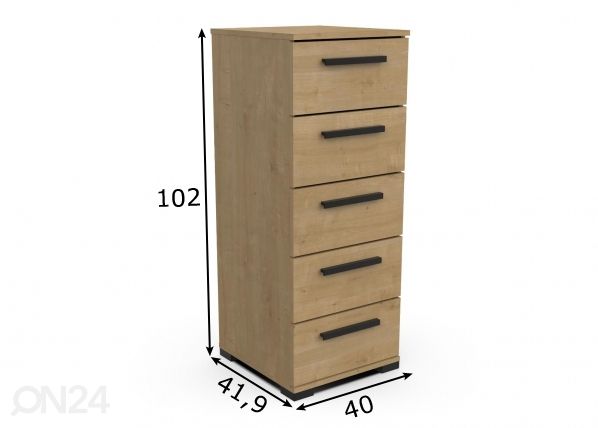 Kitsas Kummut Izzy 40 cm mõõdud