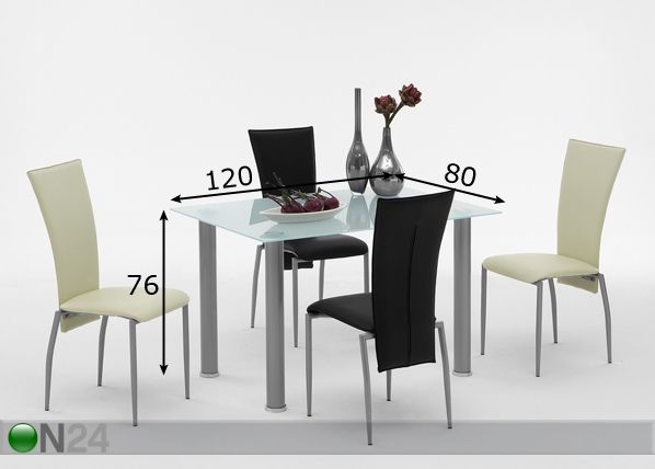 Klaasist söögilaud Francy 80x120 cm mõõdud