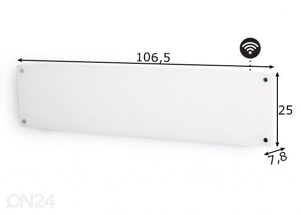 Klaaspaneeliga WIFI radiaator Mill Steel GL800LWIFI3 mõõdud