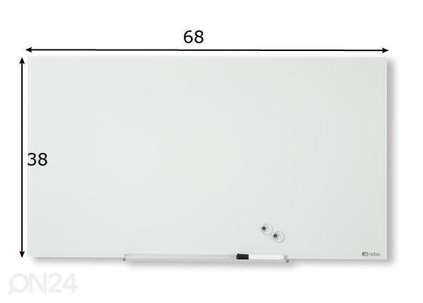 Klaastahvel magnetpinnaga Nobo diamond 31" (laiekraan, valge) 68x39 cm mõõdud