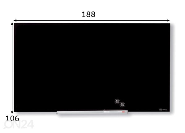 Klaastahvel magnetpinnaga Nobo diamond 85" (laiekraan, must) 188x106 cm mõõdud