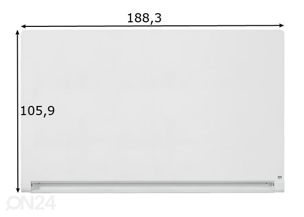 Klaastahvel magnetpinnaga Nobo diamond 85" (ümarad nurgad) 188x106 cm mõõdud