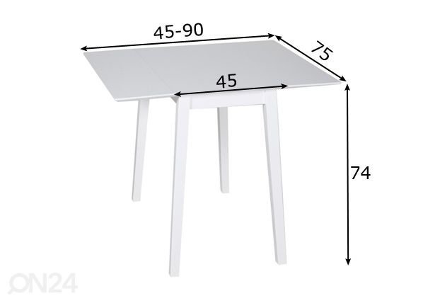Klapplaud Avola valge 75x45-90 cm mõõdud
