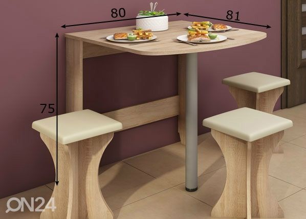 Klapplaud Conna 80x81 cm mõõdud