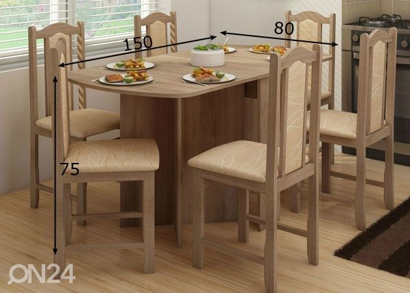 Klapplaud Conna 80x86-150 cm mõõdud