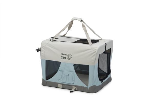 Koerapuur nailonist 91x63x63 cm hall/sinine