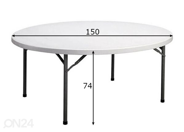 Kokkupandav aialaud Ø 150 cm mõõdud