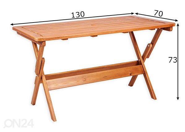 Kokkupandav aialaud Heini 70x130 cm mõõdud