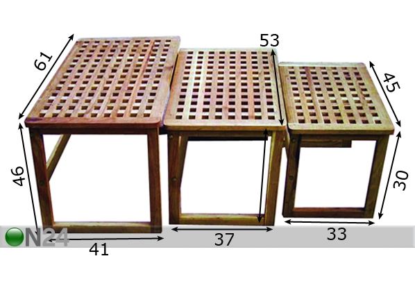Kolmeosaline lauakomplekt Walnut mõõdud
