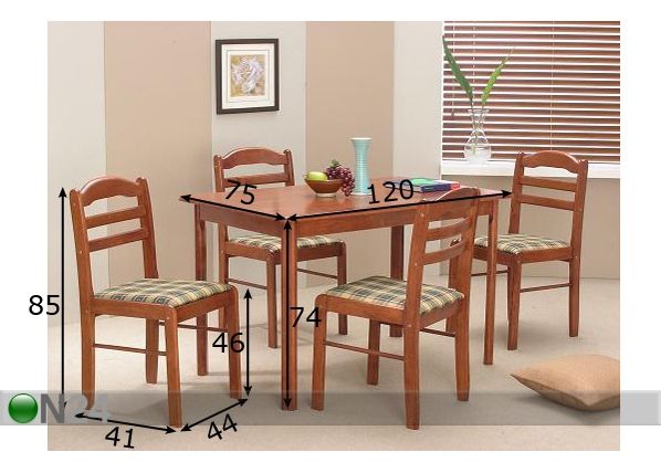 Komplekt laud + 4 tooli Camel mõõdud