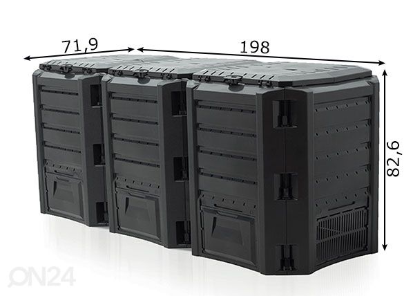 Komposter 3-osaga Compo 1200 L mõõdud