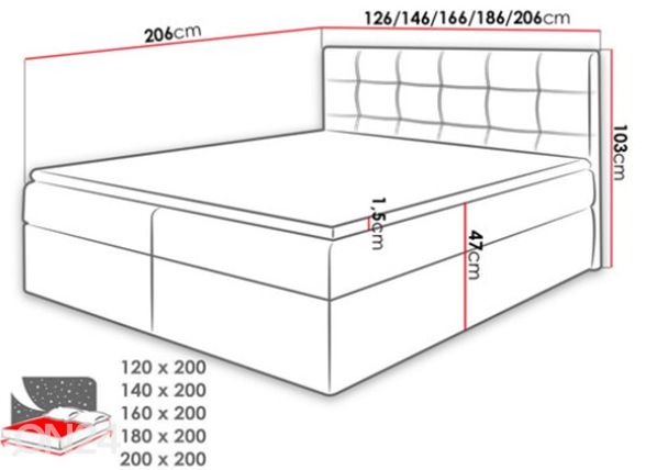 Kontinentaalvoodi 200x200 cm mõõdud