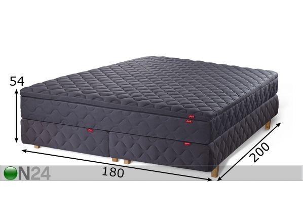 Kontinentaalvoodi Lux Black 1,9 180x200 cm mõõdud