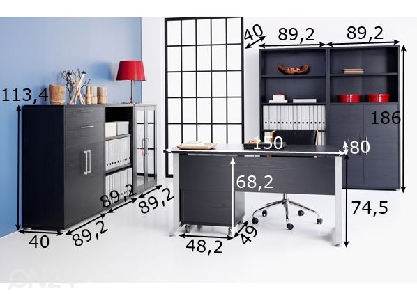 Kontorikomplekt Prima mõõdud