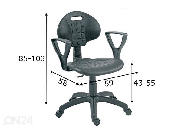 Kontoritool PU Mek must mõõdud