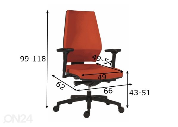 Kontoritool Syn Motion mõõdud
