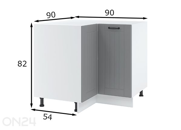 Köögi nurgakapp ustega, 90x90 cm mõõdud