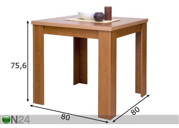 Köögilaud Standard 80x80 cm mõõdud
