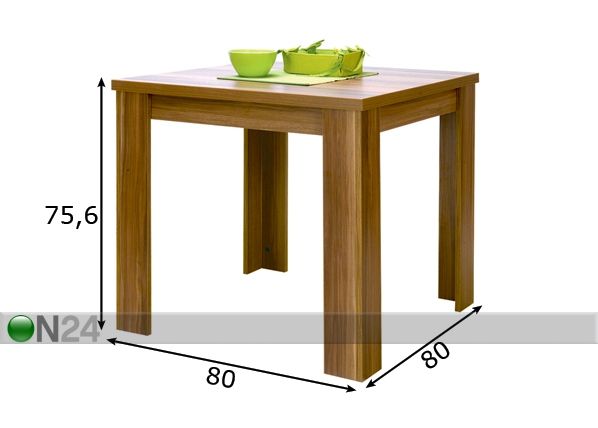 Köögilaud Standard 80x80 cm mõõdud