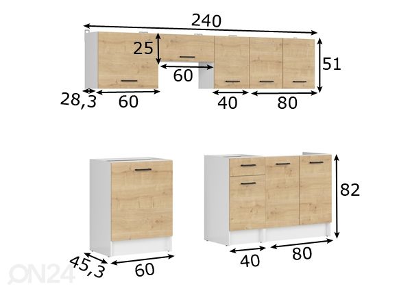 Köögimööbel 240 cm mõõdud